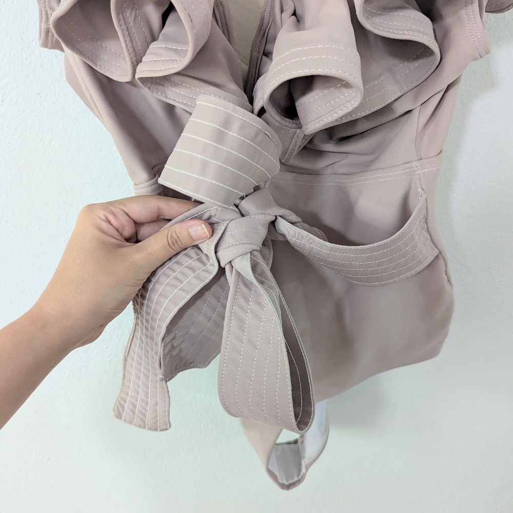 Ruffle V-Neck One-Piece Swimsuit in Dusty Mauve - Picture 12 of 12